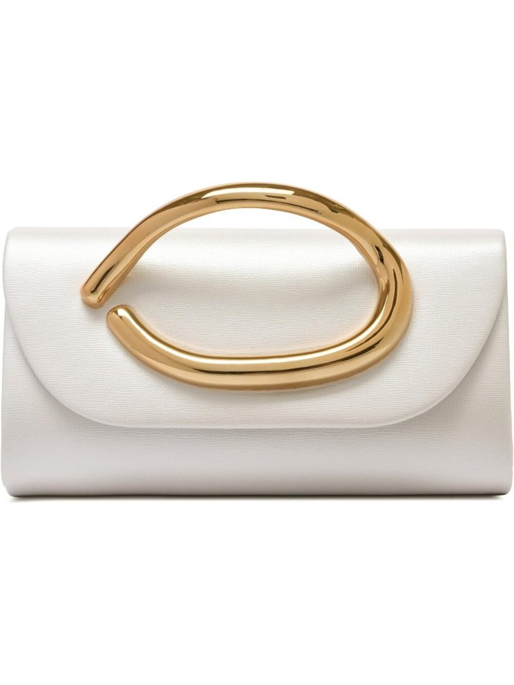 〽️Women's White Vegan Leather Gold Handle Clutch Purses Formal Evening Handbag